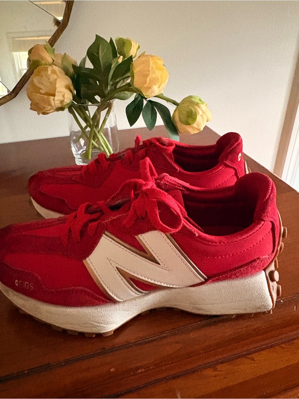 New Balance Women’s Red Athletic Sneakers with White Logo